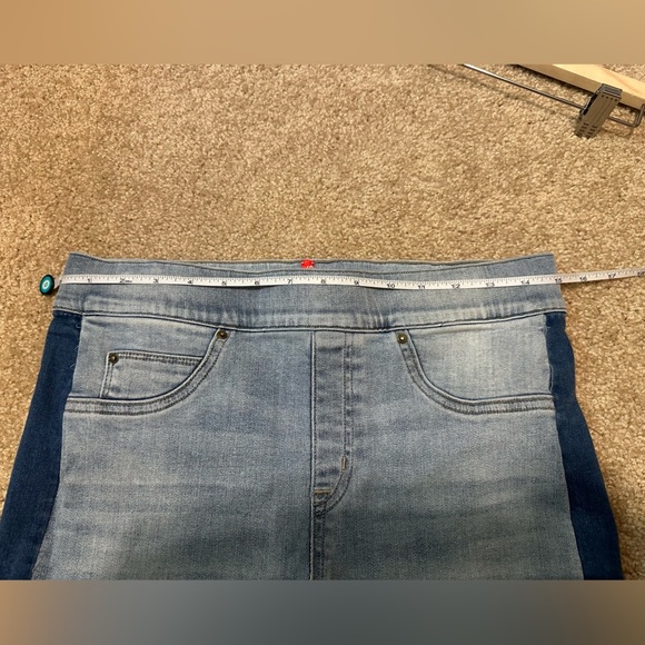Spanx Distressed Skinny Jean With Side Stripe Light Wash Blue Size L - Picture 10 of 14